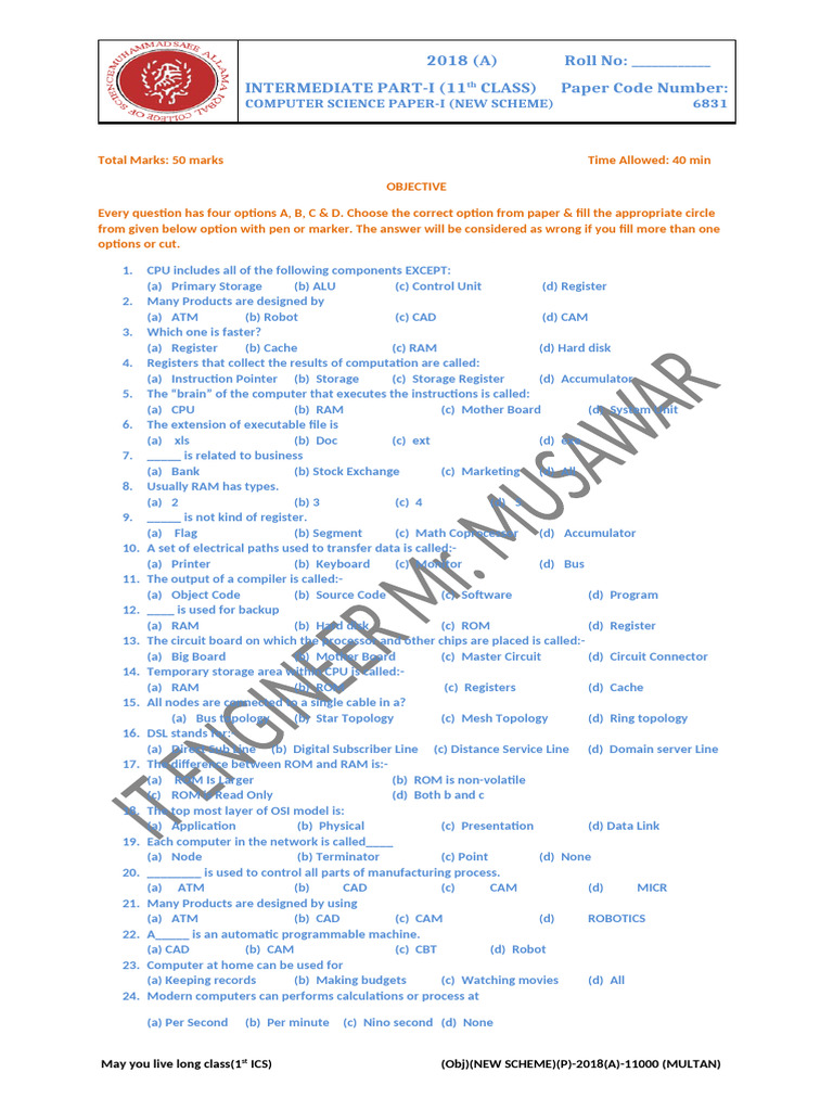 1st Year Paper Computer (Repaired) | PDF | Network Topology | Local ...