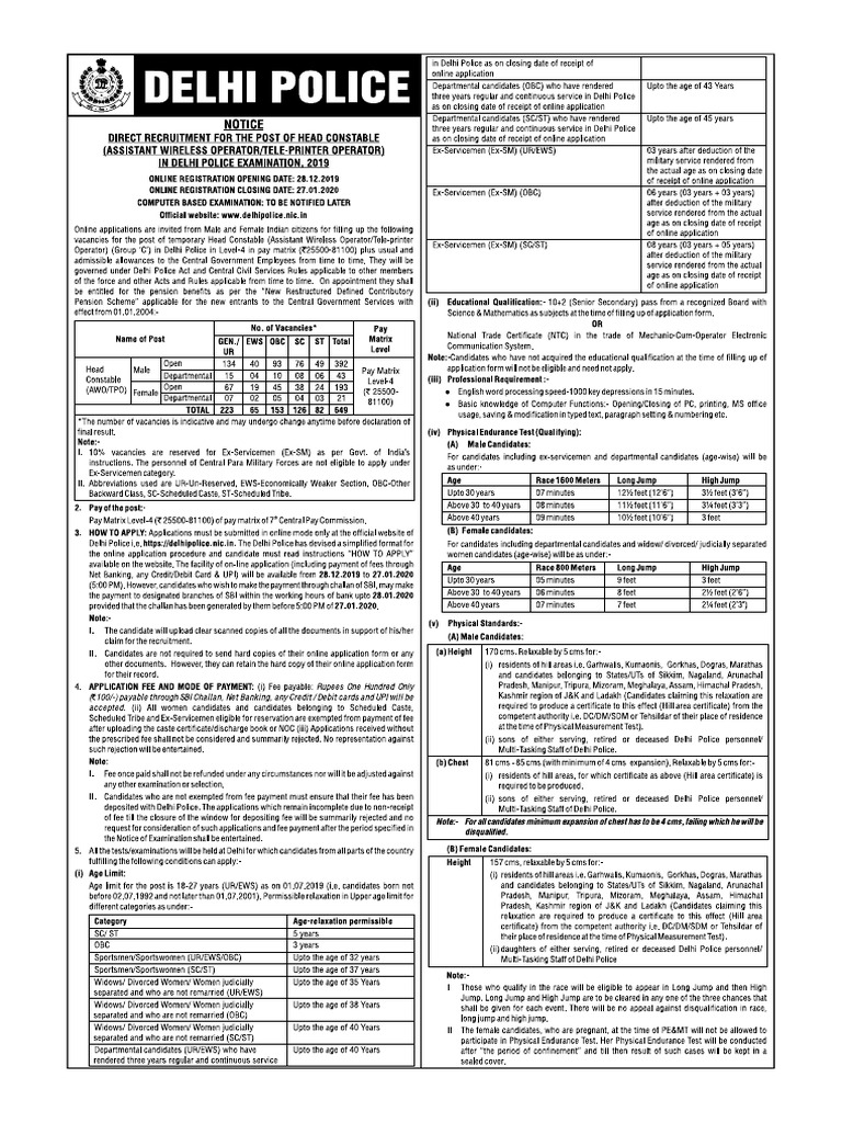Delhi Police AWO | PDF