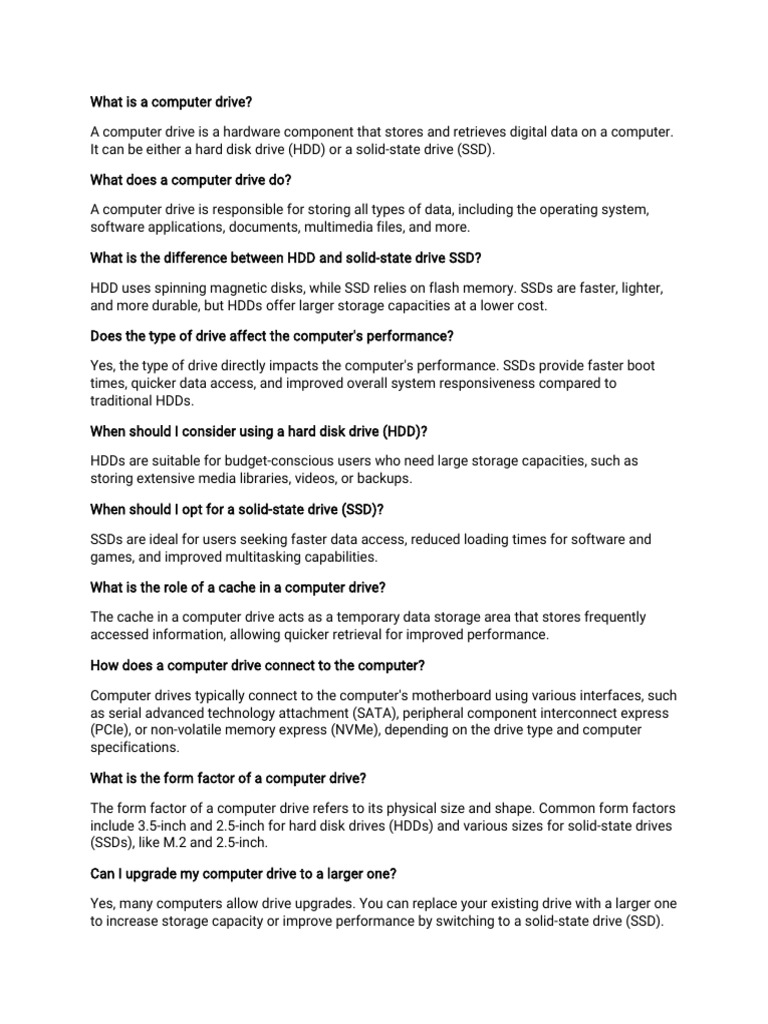 What Is A Compu | PDF | Solid State Drive | Hard Disk Drive