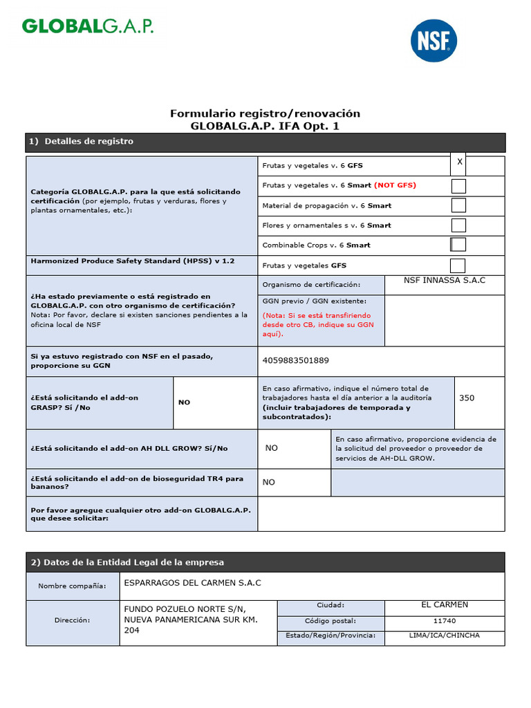 GG IFA v. 6 Application form Opt. 1 _ESP | PDF | Plantas | Agricultura