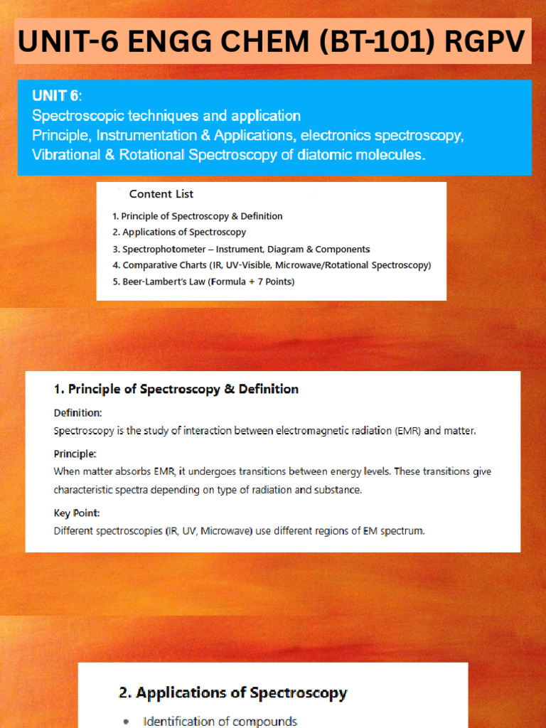 UNIT-6 ENGG CHEM BT-101 RGPV SPECTROSCPIC TECHNIQUES AND APPLICATIONS ...
