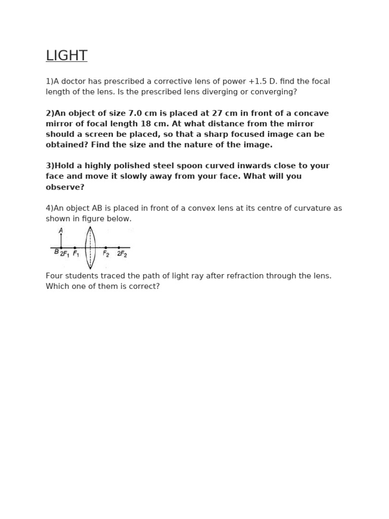 Light Reflection and Refraction and Power | PDF | Mirror | Optics