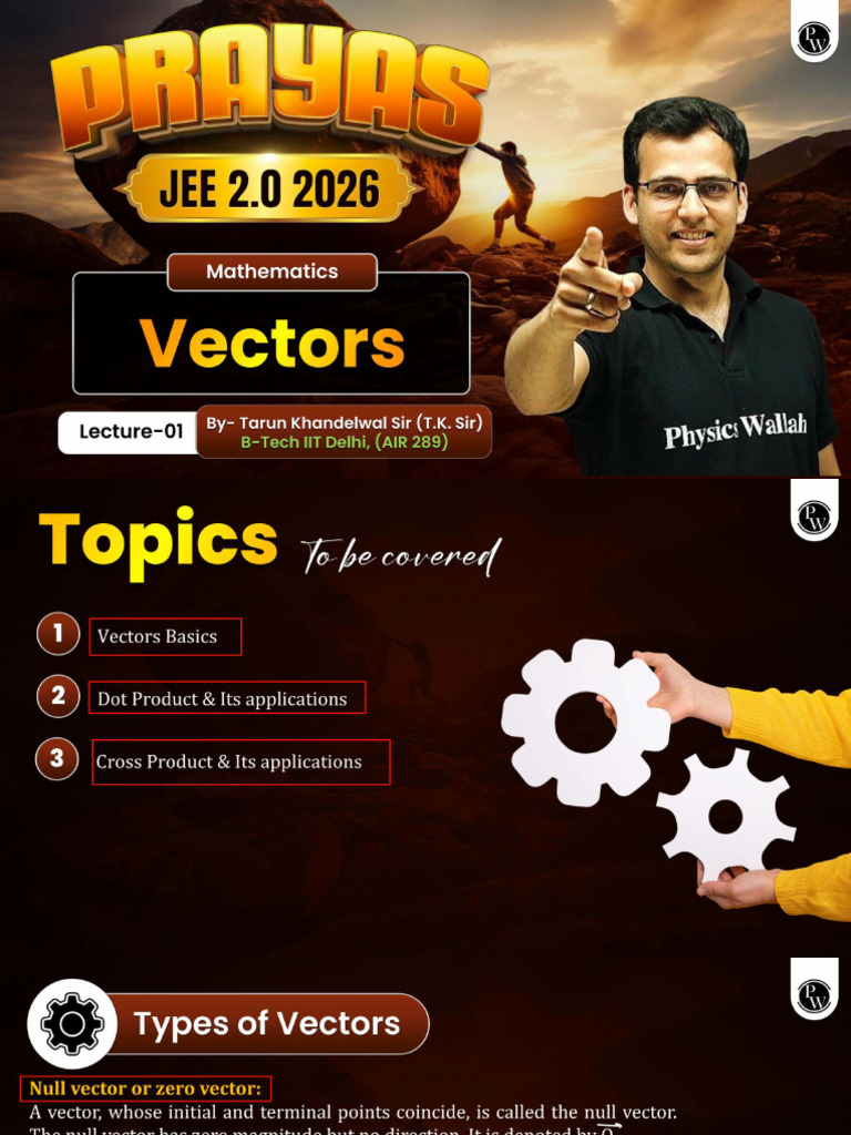 Vector Algebra 01 - Class Notes | PDF