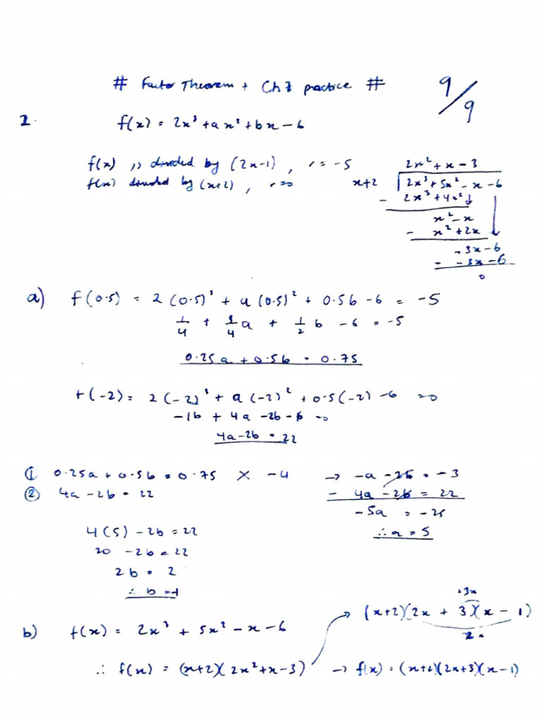 Factor Theorem + Ch7 Practice | PDF