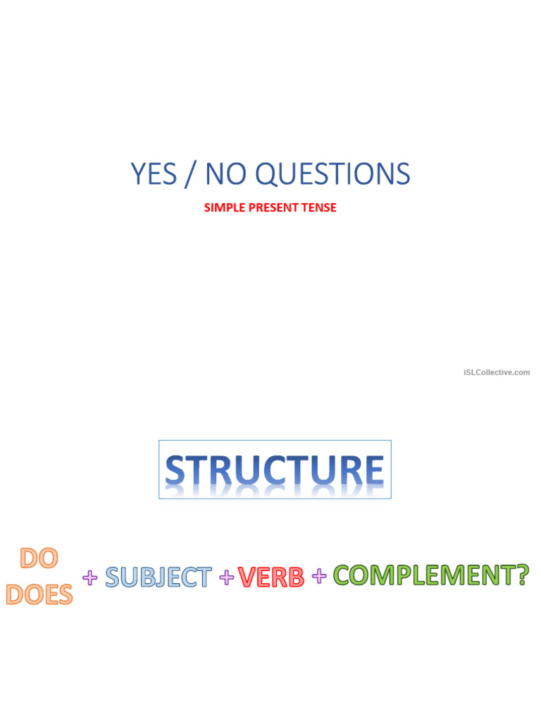 Yes - No Questions in Simple Present Tense | PDF