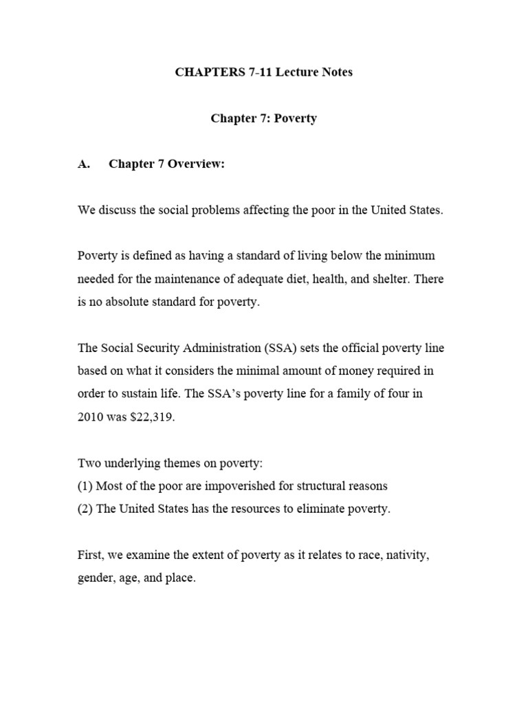 CHAPTERS 7-11 Student Lecture Notes | PDF | Cost Of Living | Poverty