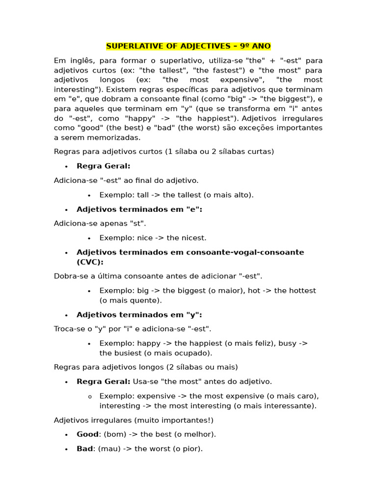 Superlative of Adjectives | PDF