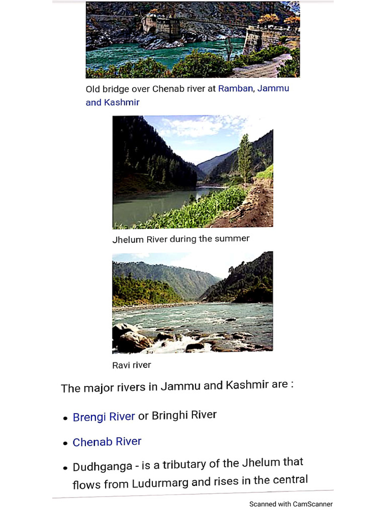 Rivers & Lakes of J&K | PDF