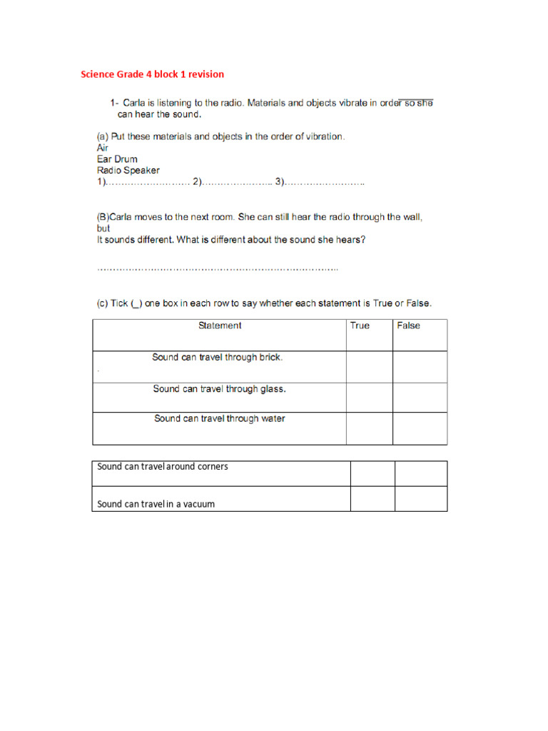 Grade 4 Block 1 Revision | PDF
