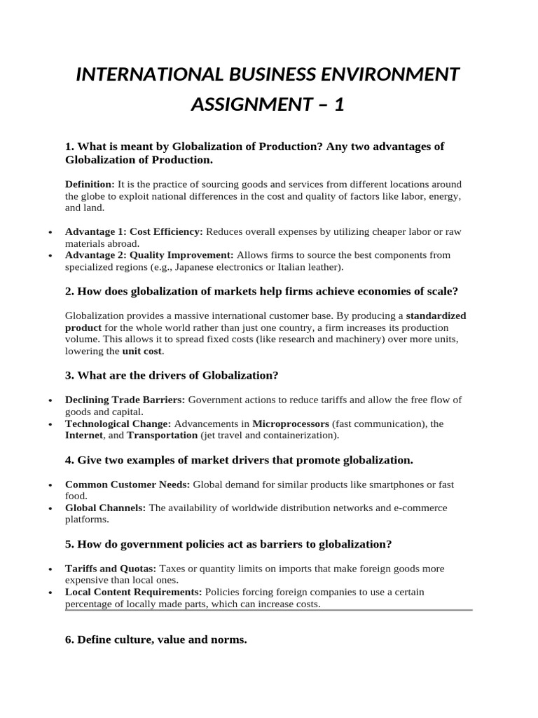 International Business Environment 1 | PDF | Globalization | Value (Ethics)
