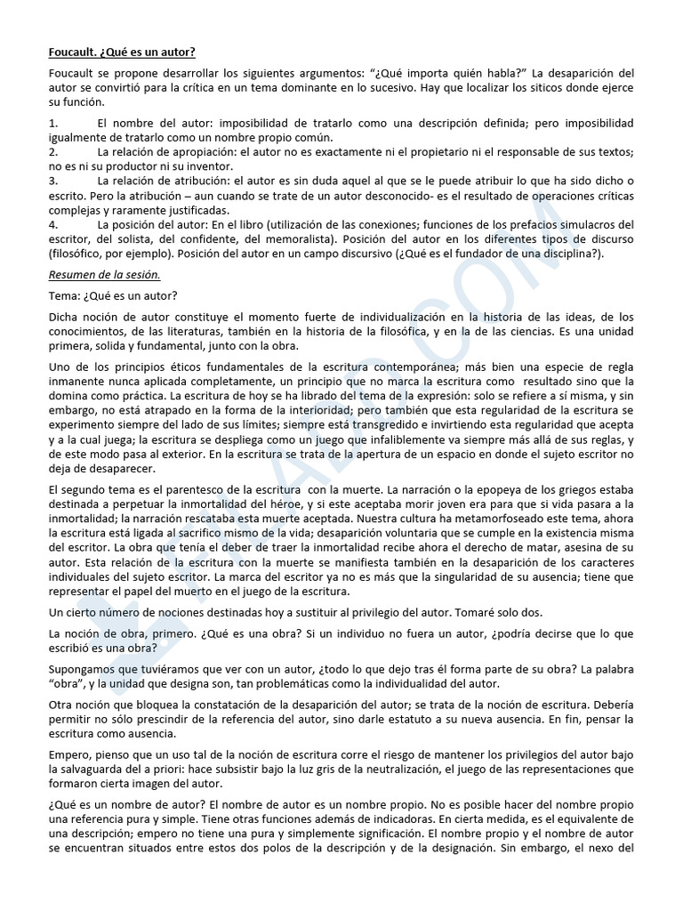 Foucault Que Es Un Autor | PDF | Autor | Michel Foucault
