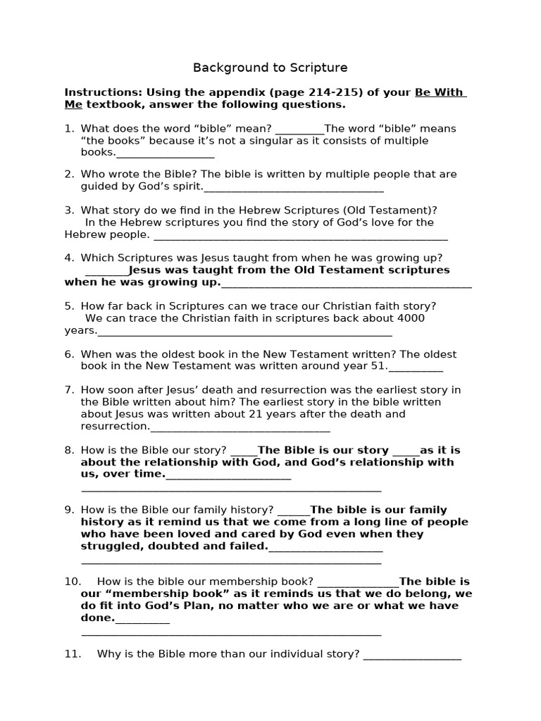 Copy of 03d Background to Scripture Worksheet | PDF | Bible | God In ...