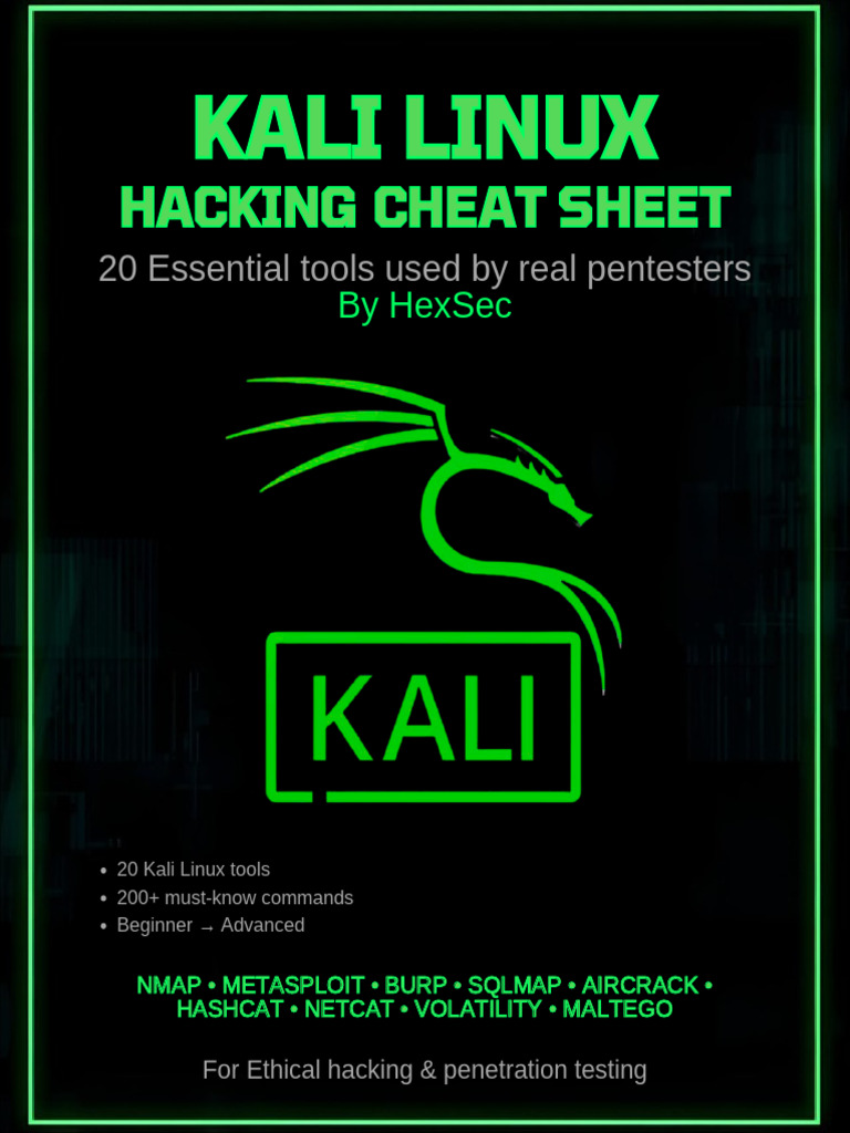 Kali Linux Hacking Cheat Sheet20 Essential Tools | PDF | Password ...
