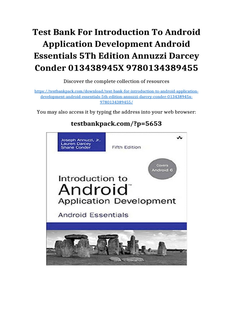 Test Bank for Introduction to Android Application Development Android ...