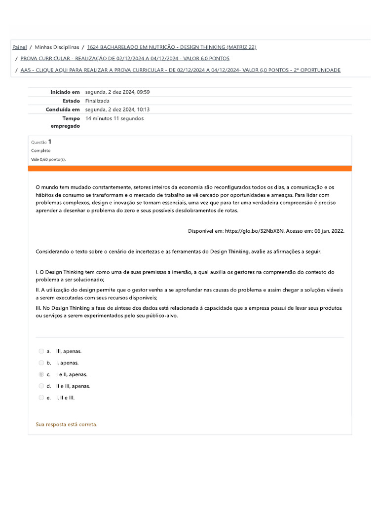 Prova Curricular - Design Thinking | PDF