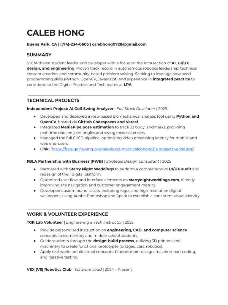 Caleb Hong LPA Jan 2025 Resume | PDF | User Interface | Software ...
