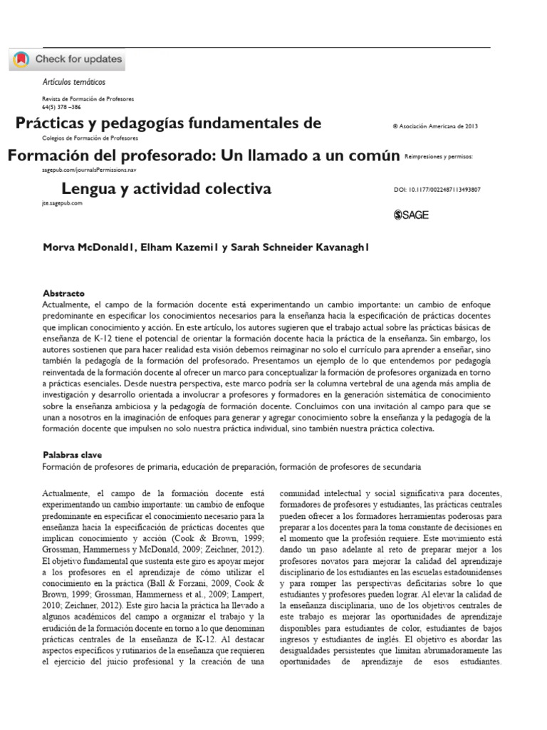 Praìcticas Esenciales en La Formacioìn Del Profesorado | PDF | Maestros ...