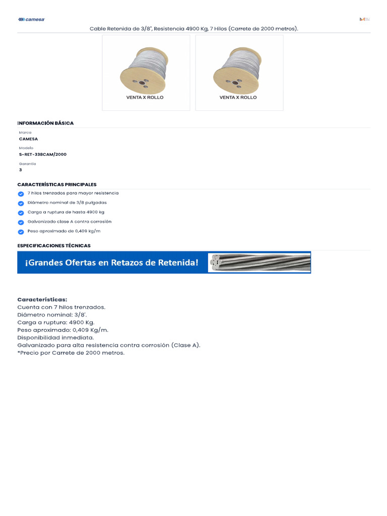 Rollo Cable Acerado | PDF