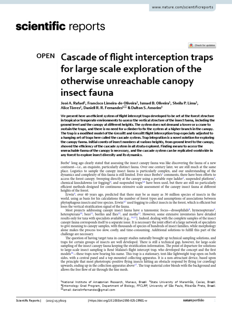 Cascade of flight interception traps for large scale exploration of the ...
