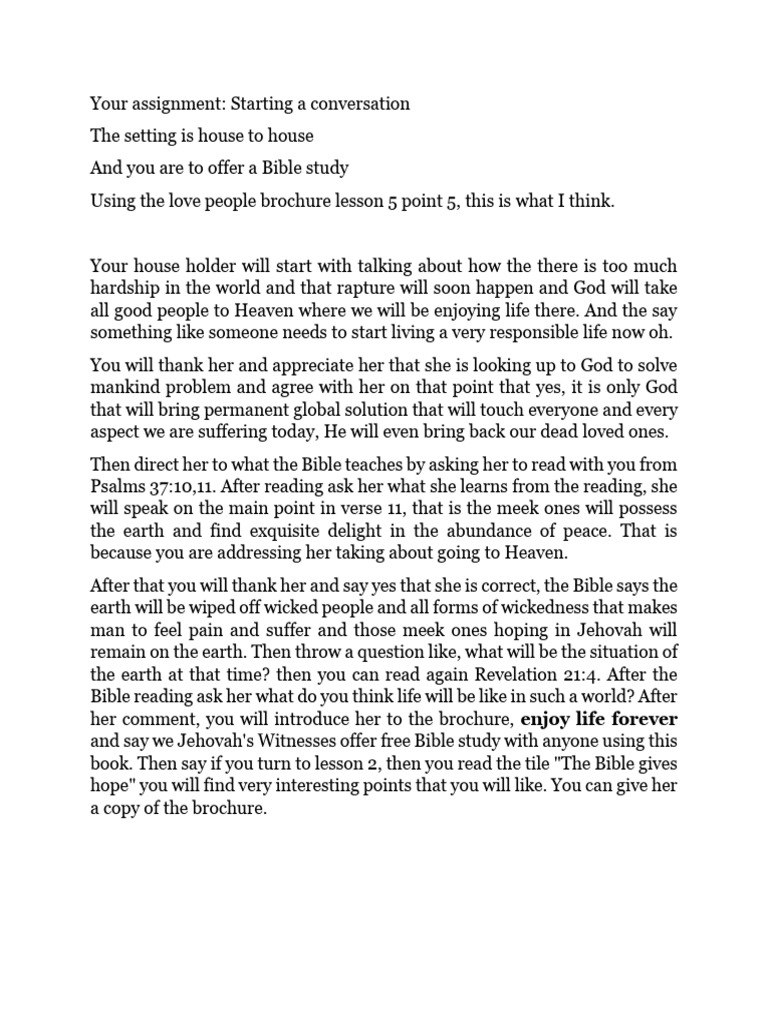 Starting A Conversation Assignment - May 2024 | PDF
