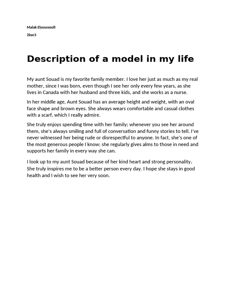 Description of A Model in My Life | PDF