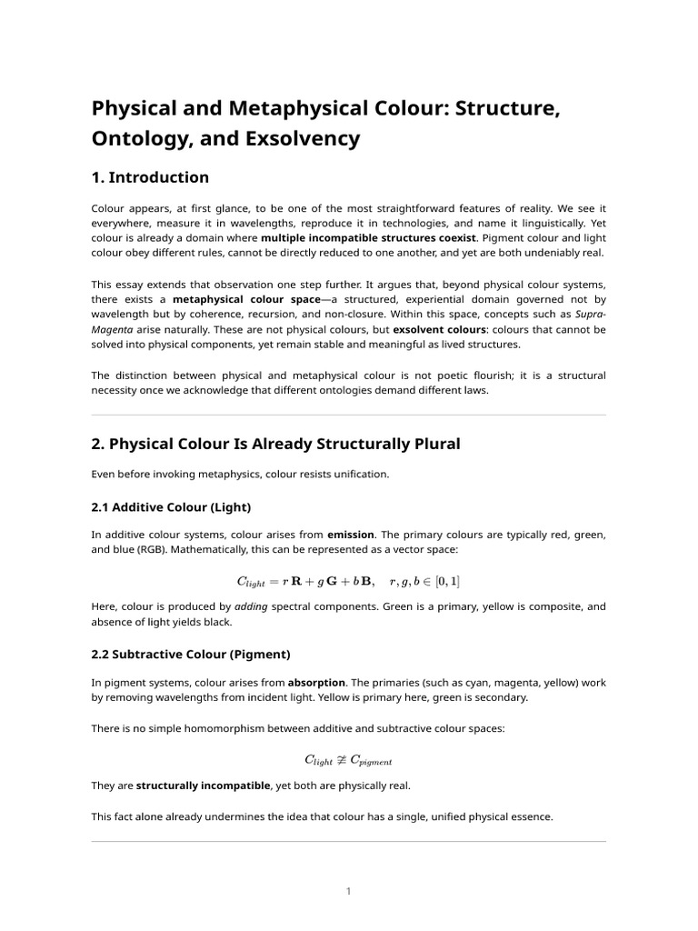 Physical and Metaphysical Colour | PDF | Color | Metaphysics