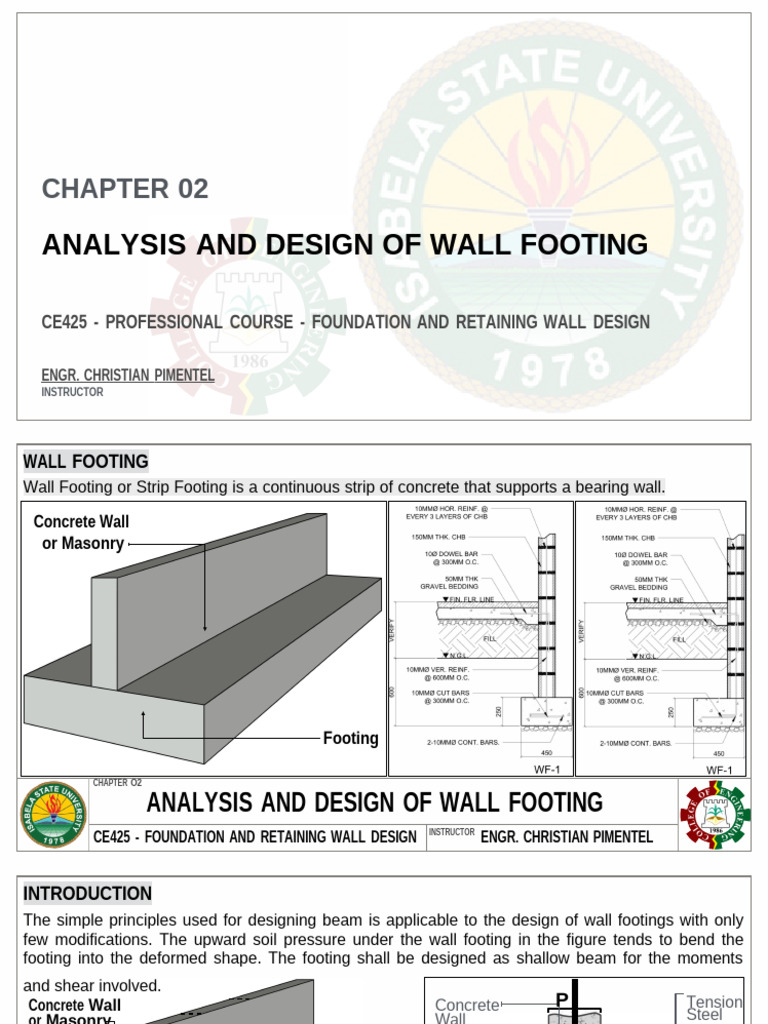 Chapter 02 Analysis and Design of Wall Footing | PDF | Foundation ...
