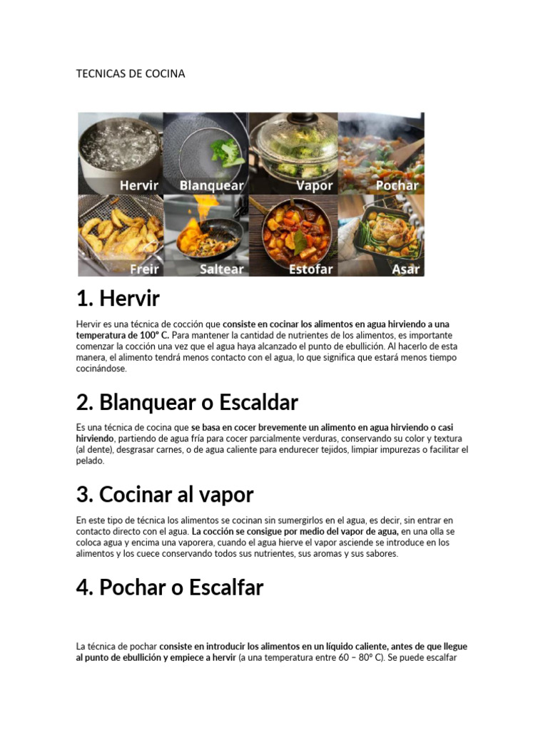 Tecnicas de Cocina | PDF | Cocinando | Hirviendo