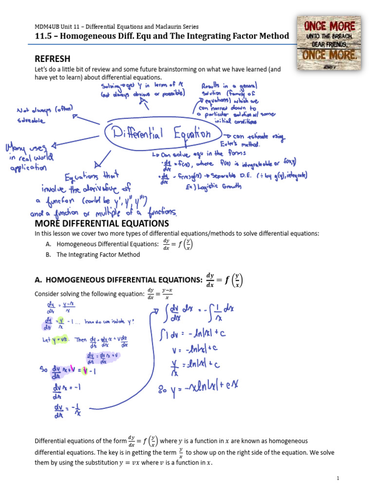 11.5 - Completed - Homogeneous Differential Equations and The ...