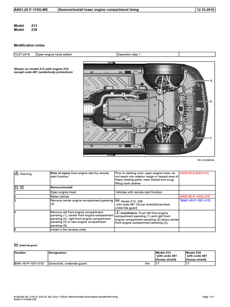 Install Lower Engine Compartment Lining | PDF | Vehicles | Transport