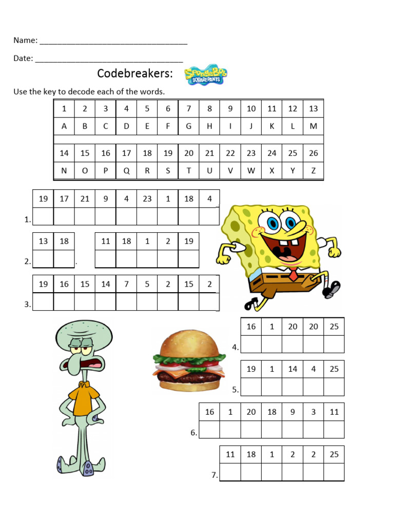 Codebreakers Spongebob Fun Puzzle | PDF