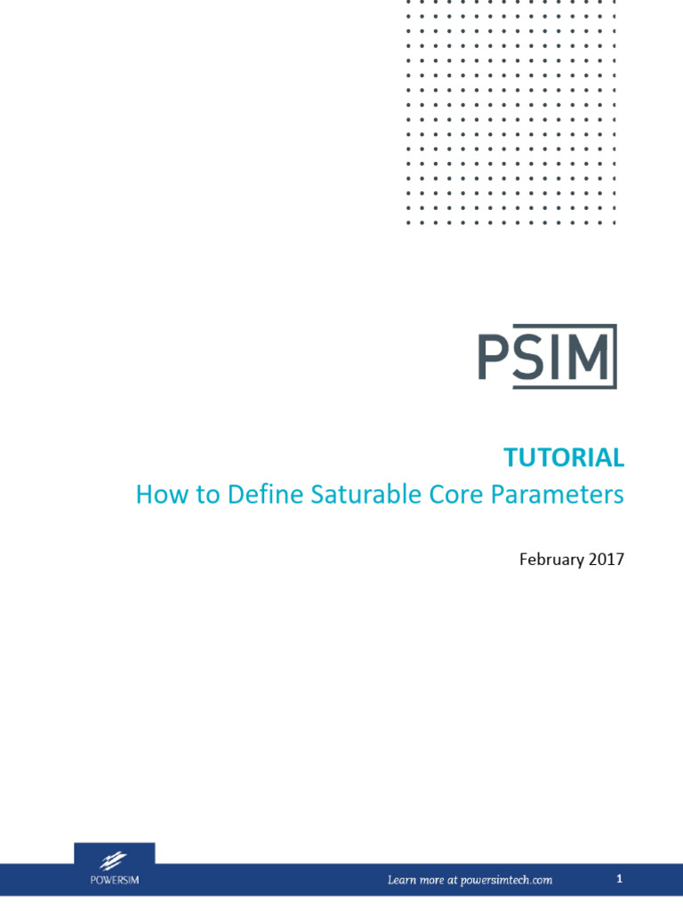 Tutorial PSIM How To Define Saturable Core Parameters 11.1 | PDF ...