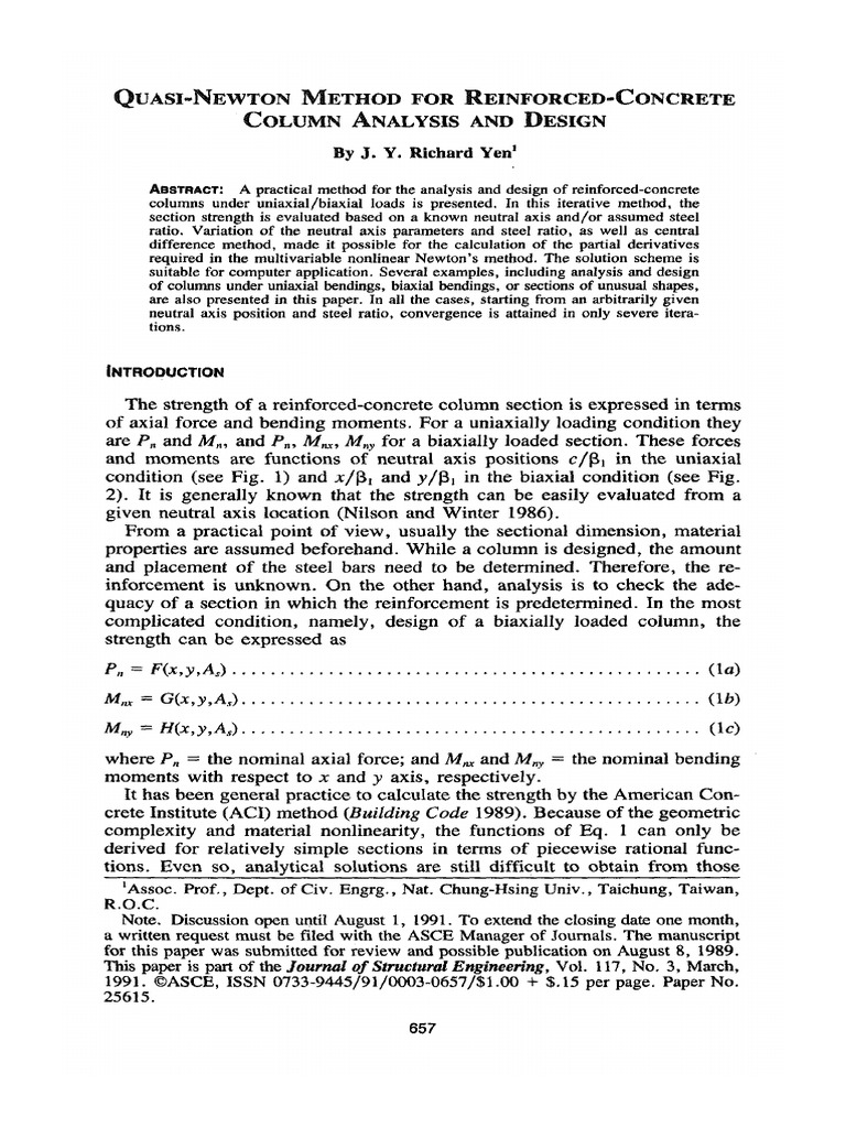 Quasi-Newton Method For Reinforced-Concrete Column Analysis and Design ...