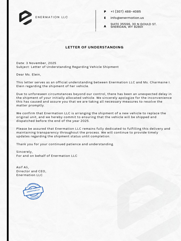 Letter of Understanding | PDF