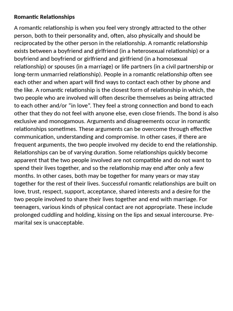 Romantic Relationships | PDF