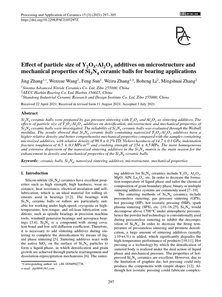 Effect of Particle Size of Y2O3-Al2O3 Additives On Microstructure and ...