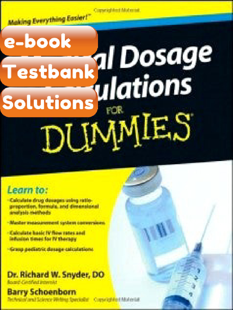 Testbank Medical Dosage Calculations for Dummies Download | PDF | Dose ...