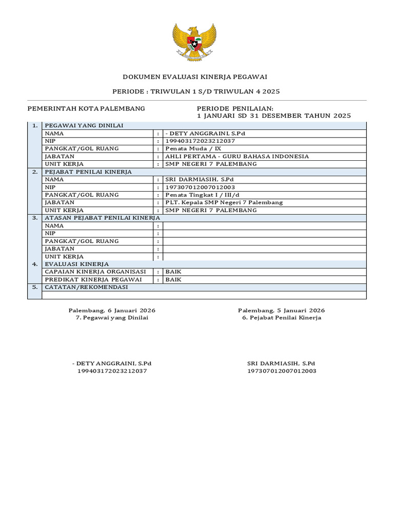 Dety Anggraini - SKP Tahun 2025 | PDF