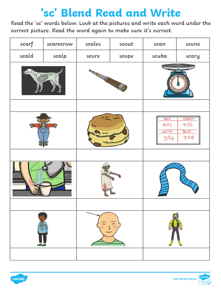 _sc_ Blend Read and Write Worksheet | PDF