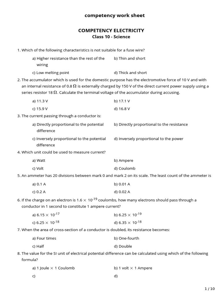 Electricity Question 2495613 | PDF | Electrical Resistance And ...