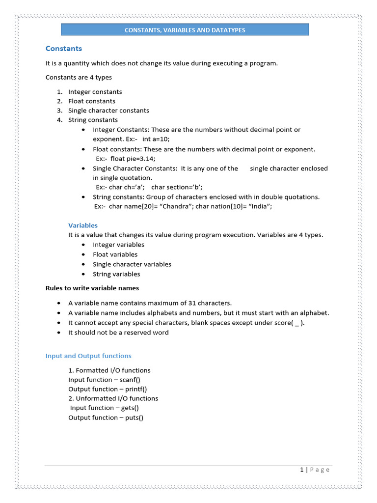 C V Datatypes-1 | PDF | Integer (Computer Science) | Data Type