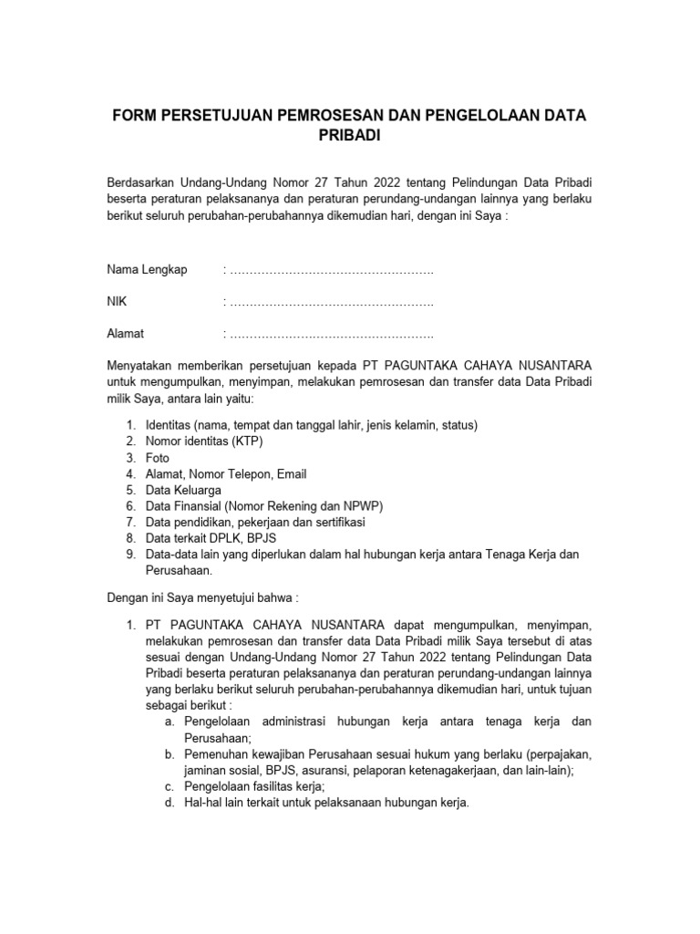 Master Form Persetujuan Tad | PDF