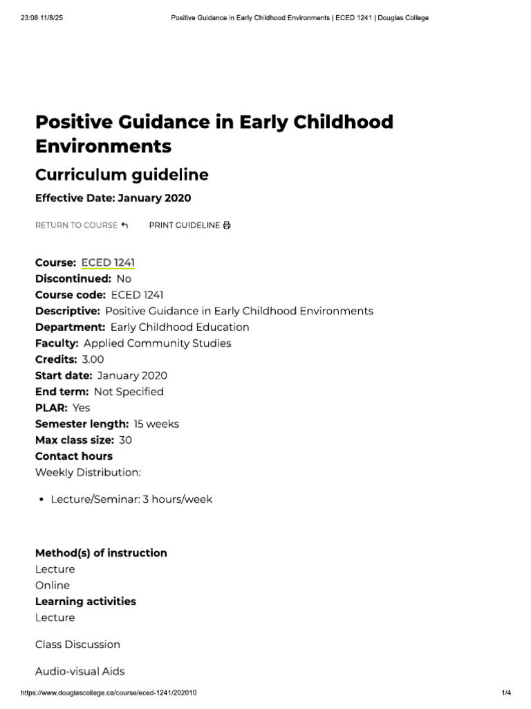 Positive Guidance in Early Childhood Environments _ ECED 1241 _ Douglas ...