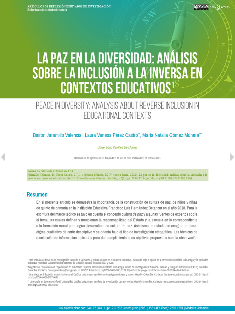 Peace in Diversity Analysis About Reverse Inclusion in Educational ...