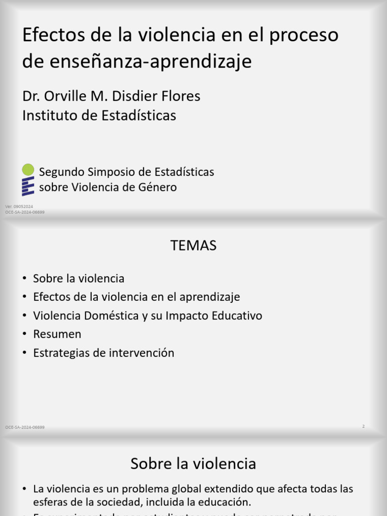 Efectos de La Violencia en El Proceso de Enseñanza Aprendizaje | PDF ...