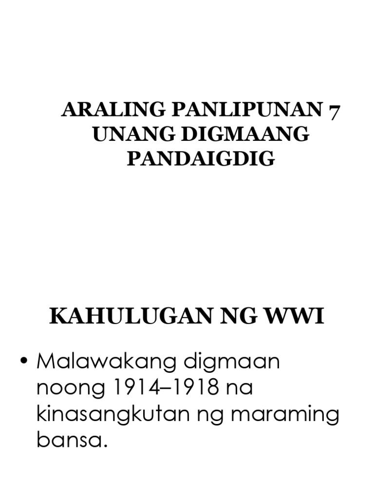 AP7 Unang Digmaang Pandaigdig | PDF