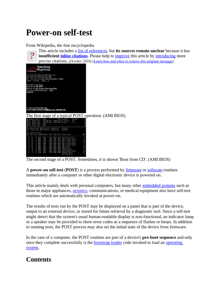 Power On Self Test | PDF | Bios | Booting