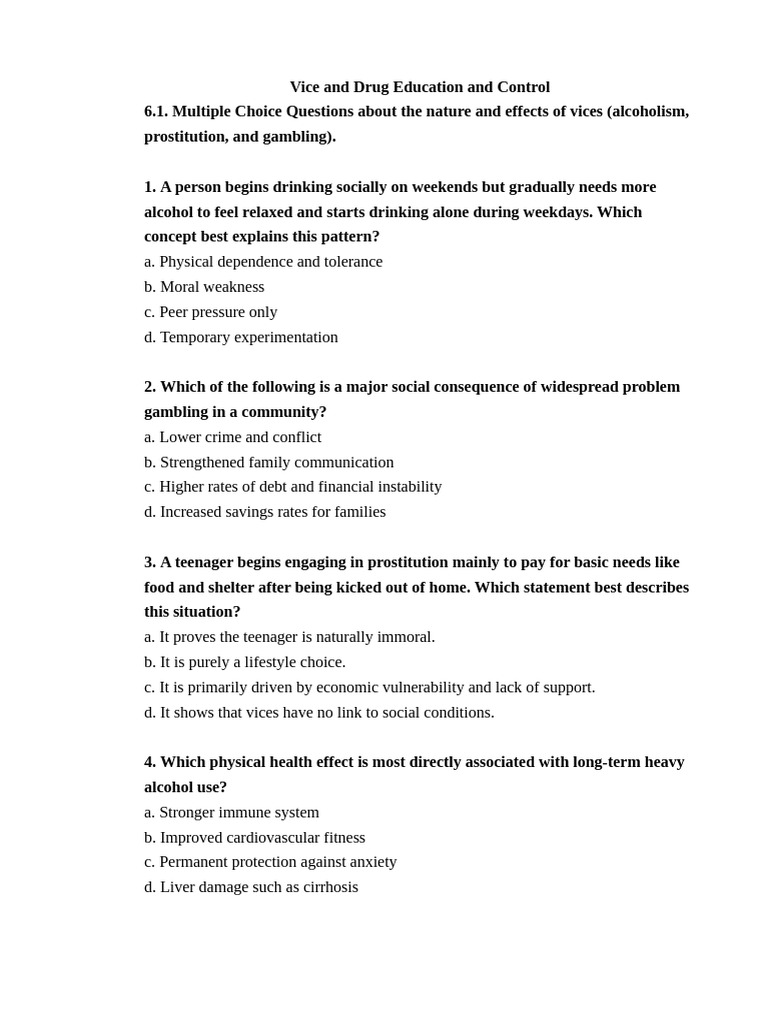 Vice and Drug Education and Control | PDF | Alcoholism | Mental Disorder