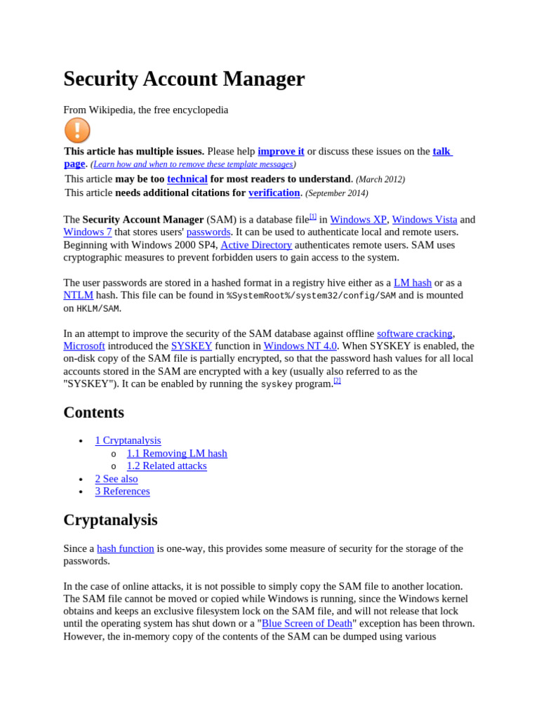 Security Account Manager | PDF | Computer Architecture | Computer ...
