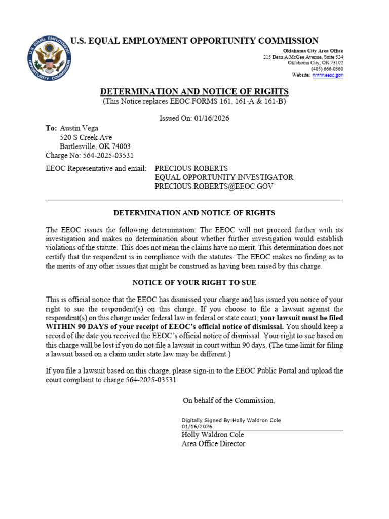 Eeoc Download Right To Sue 564-2025-03531 | PDF | Lawsuit | Americans ...